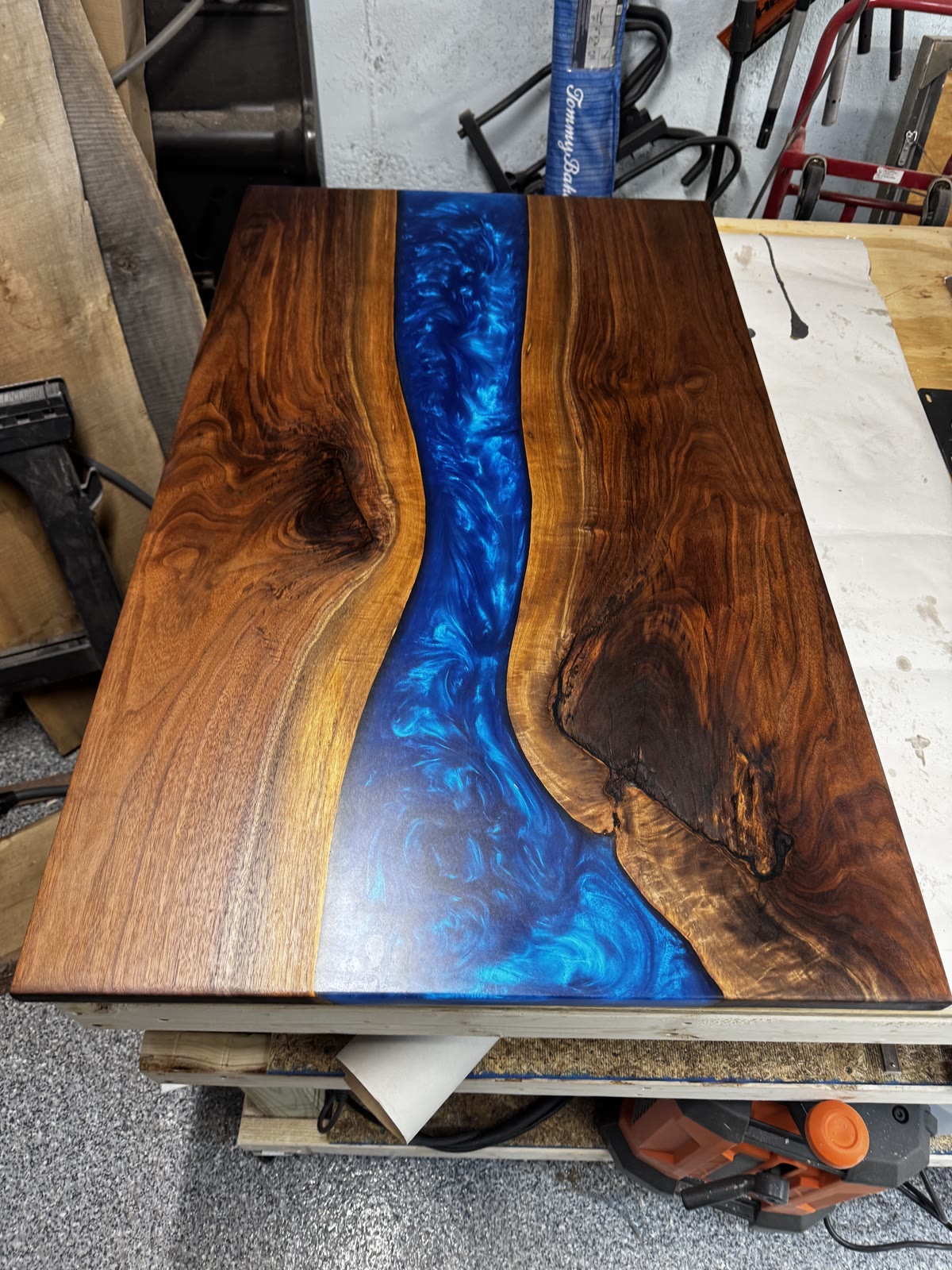 Natural edge slab coffee table