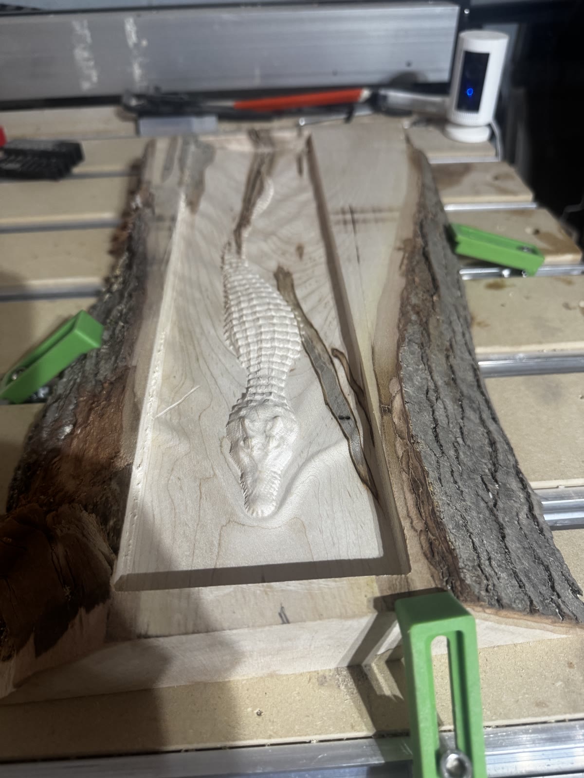 CNC carving with painted accents